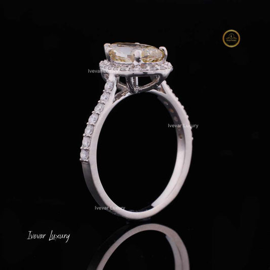 2CT Fancy Pear Lab Grown Diamond S925 Sterling Silver Iced Out Diamond Silver Engagement Rings For Women By Ivevar