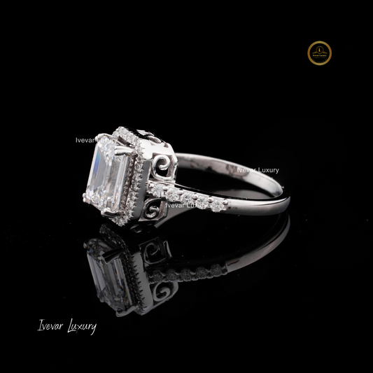 Unique Lab Grown Diamond White Gold Halo Ring by Ivevar