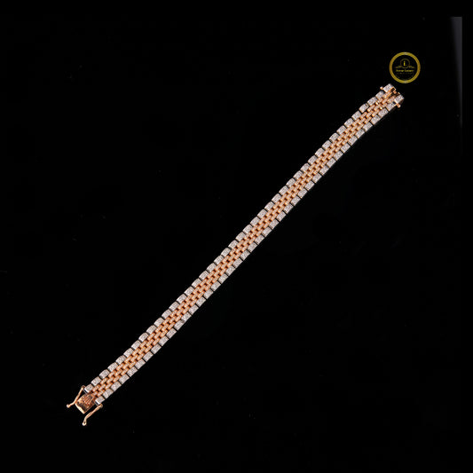 Triple Row Round Cut Tennis Bracelet - view 2