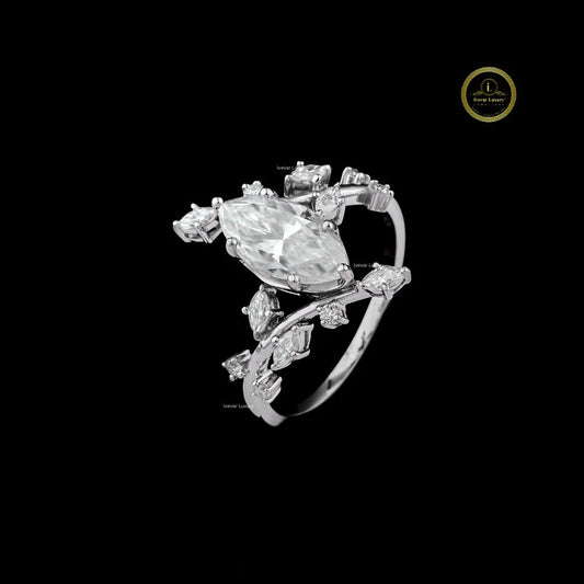 Marquise Moissanite Leaf Vine Engagement Ring - view 2