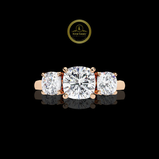 Elegant Solitaire Lab Grown Diamond Engagement Ring Round Cut in Gold & Silver
