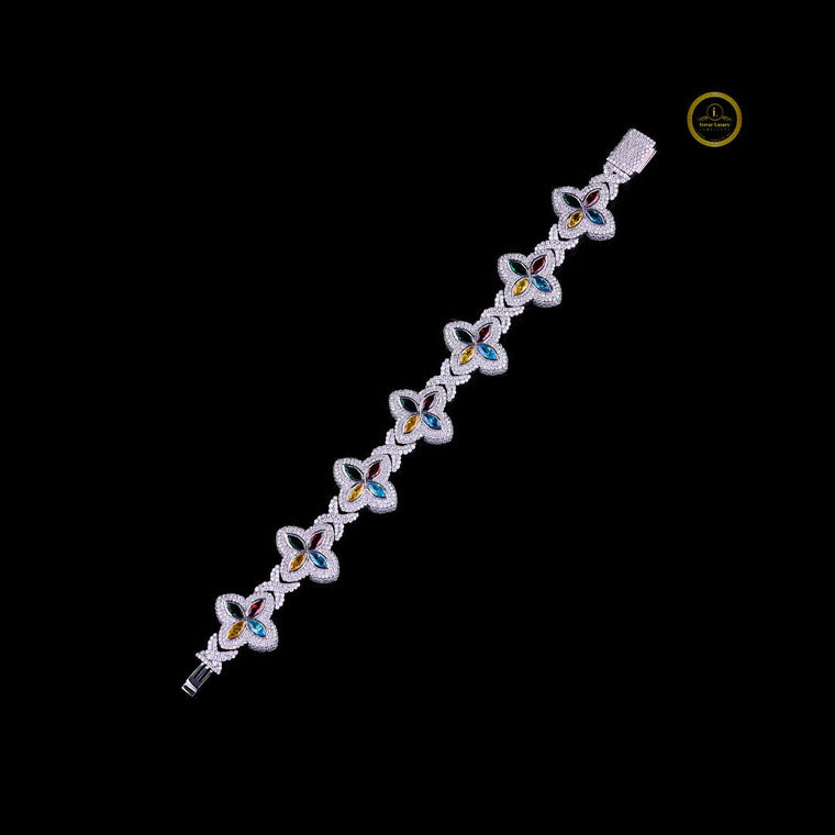 Multicolor Marquise Floral Cut Lab Grown Diamond Tennis Bracelet - view 2