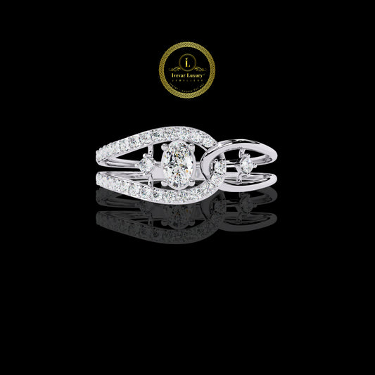 Unique Lab Created Diamond Ring  Gold Plated Sterling Silver Gift for Women