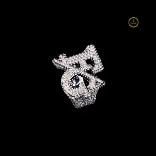 Custom Iced Out Initial Letter Hip Hop Diamond Ring - view 2