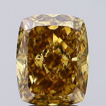 Elegant 3.06 CT Cushion Shape Fancy Vivid Brownish Yellow Color VS2 Clarity Moissanite Diamond For Special one Ring