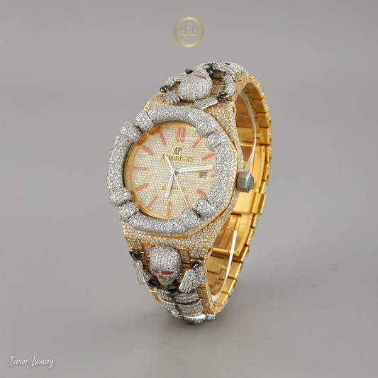 Ivevar's Golden Radiance - Custom Moissanite Diamond Watch with Premium Gold