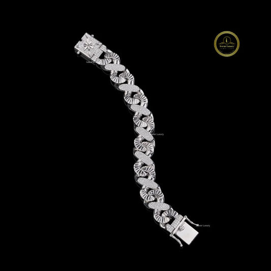 Alternating Pave Lab Grown Diamond Cuban Link Bracelet - view 2