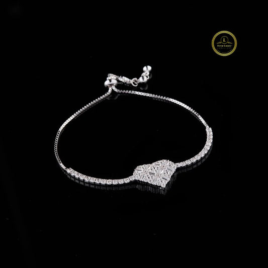 Heart Baguette Cut Moissanite Adjustable Tennis Bracelet - view 2