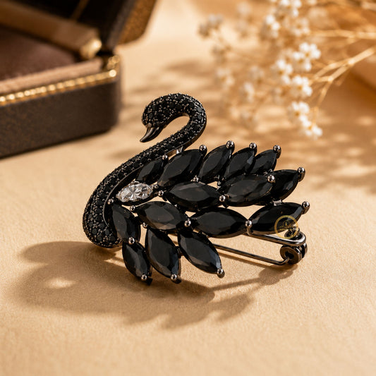 Black Swan Crystal Brooch for Women – Elegant Statement Bird Pin - view 2