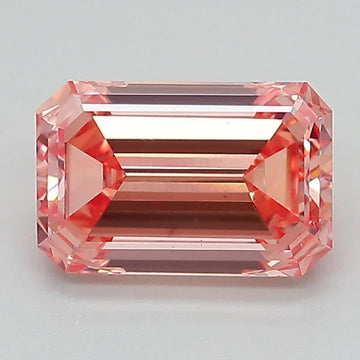 Exclusive Of 1.64 CT Emerald Shape Fancy Orangy Red Color VS2 Clarity Moissanite Diamond For Soft Wind
