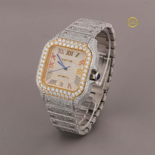 Full Iced Out Moissanite Watch with Roman Numerals – IVEVAR Diamond Luxury Watch