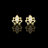1.25 TCW Aurelle Lotus Marquise Moissanite Diamond Gold Earrings with Open Petal Silhouette