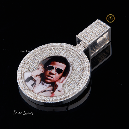 Fashion Men Jewelry Custom Picture Pendant Customized Photo Pendant Necklace Lab Grown Diamond Silver By Ivevar