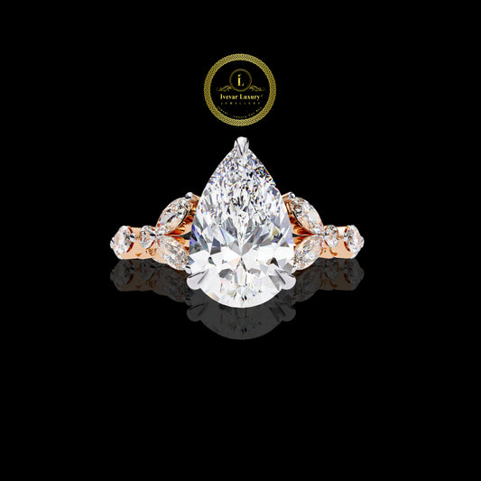 Custom Vintage Engagement Ring Ivevar Gold & Moissanite  Diamond Ring