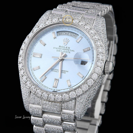 Luxury Luminous Watch - PRECIOUSGEMS  Full Coverage Iced Out Moissanite Timepiece By Ivevar