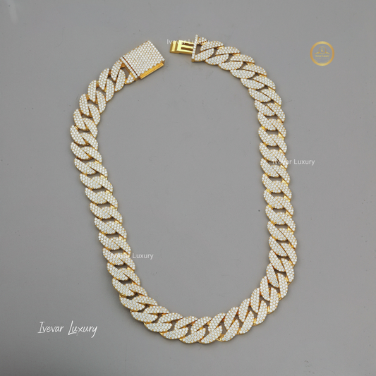 Custom Cuban Chain with Moissanite Diamond Icing by Ivevar