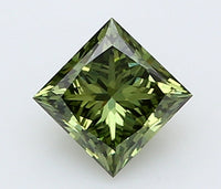 Dazzling 0.35 CT Princess Shape Fancy Vivid Green Color VS2 Clarity Lab Grown Diamond For Her Light