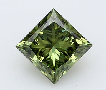 Dazzling 0.35 CT Princess Shape Fancy Vivid Green Color VS2 Clarity Lab Grown Diamond For Her Light