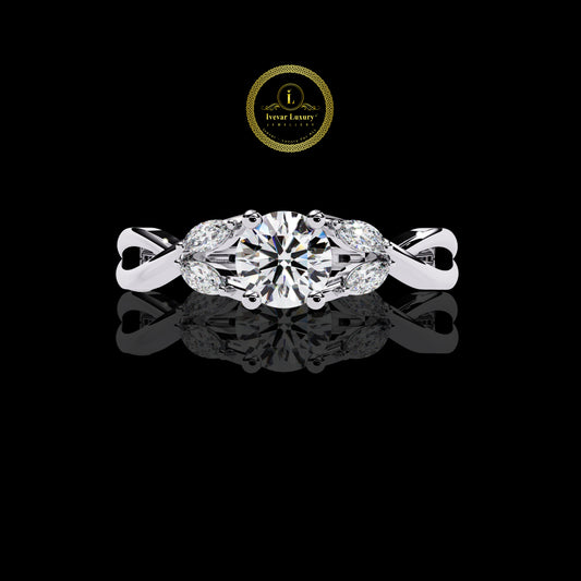 Elegant Lab Created Diamond Ring 925 Silver Gold Plated Wedding & Engagement Jewelry