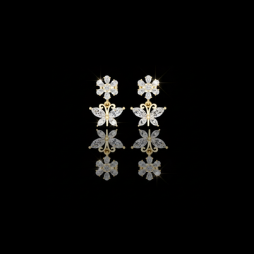 1.59 TCW Desire Moissanite Multi Cut Diamond Butterfly Drop Earrings Floral-Inspired Fine Jewelry