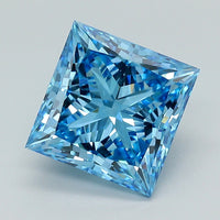 Timeless 4.14 CT Princess Shape Fancy Vivid Blue Color VVS2 Clarity Moissanite Diamond For Someone Special Ring