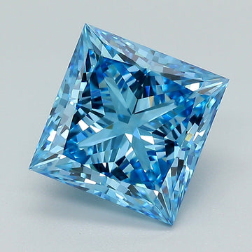 Timeless 4.14 CT Princess Shape Fancy Vivid Blue Color VVS2 Clarity Moissanite Diamond For Someone Special Ring