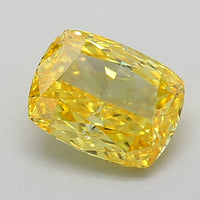 Perfect 1.08 CT Cushion Shape Fancy Vivid Yellow Color VVS1 Clarity Lab Grown Diamond For Quiet Hope