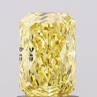 Classic Radiant Shape Fancy Vivid Yellow Color 1.01 CT SI1 Clarity Lab grown Diamond For Engagement Ring