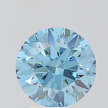Experience Luxury 2.06 CT Round Shape Fancy Vivid Blue Color VVS2 Clarity Moissanite Diamond For her Ring