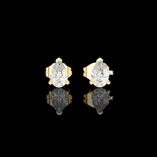 1.00 TCW Pear Shaped Moissanite Diamond Stud Earrings with Classic Three Prong Setting for Dailywear
