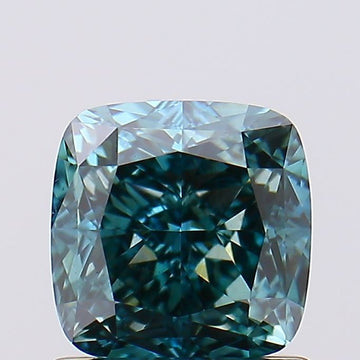 Experience Luxury 1.10 CT Cushion Shape Fancy Vivid Bluish Green Color VS1 Clarity Moissanite Diamond For her Ring