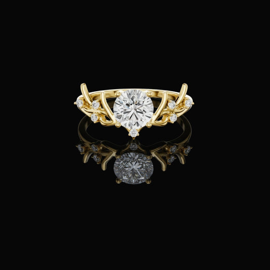 0.85 CT Royal Lab Grown Round Cut Diamond Ring with Side Accents For Every Style