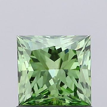 Premium Fancy Vivid Green Color VS1 Clarity 1.05 CT Princess Shape Lab grown Diamond For Birthday Ring