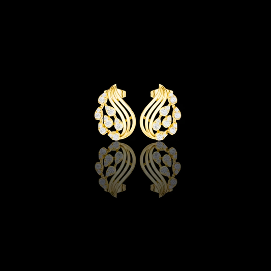 0.50 TCW Modern Wave Moissanite Round Diamond Stud Earrings Flowing Flame Design For Gift