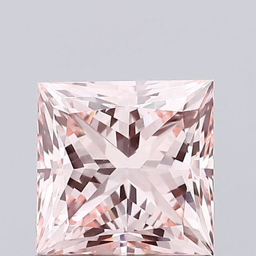 Her 0.91 CT Princess Shape Fancy Intense Pink Color VS1 Clarity Lab Grown Diamond For Full Grace