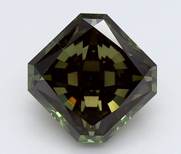 Custom Luxury 3.08 CT Radiant Shape Fancy Deep Green Color VS1 Clarity Moissanite Diamond For Her Ring