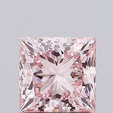 Elegant Princess Shape Fancy Vivid Pink Color 1.19 CT VS1 Clarity Lab grown Diamond For Anniversary Ring