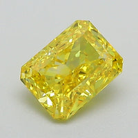 Custom 0.98 CT Radiant Shape Fancy Vivid Yellow Color VVS1 Clarity Lab Grown Diamond For Quiet Spark
