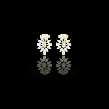 0.25 CT Iconic Moissanite Emerald Cut Diamond Floral Statement Fine Jewelry Earrings