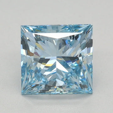 Someone 0.91 CT Princess Shape Fancy Intense Blue Color VS1 Clarity Lab Grown Diamond For Soft Turns