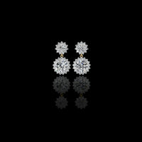 1.37 TCW Sunburst Floral Halo Round Brilliant Lab Grown Diamond Drop Earring