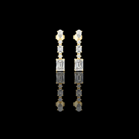 2.87 TCW Regal Lineage Emerald Cut Moissanite Diamond Drop Earrings with Pear & Oval Accents