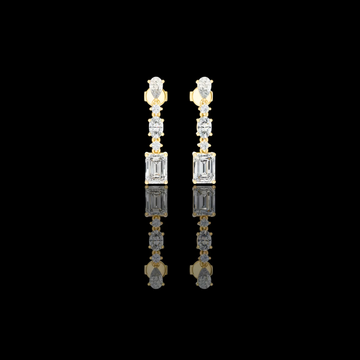 2.87 TCW Regal Lineage Emerald Cut Moissanite Diamond Drop Earrings with Pear & Oval Accents