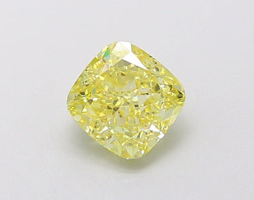 Minimalist 1.11 CT Cushion Shape Fancy Intense Yellow Color VVS1 Clarity Lab Grown Diamond For Gold Light