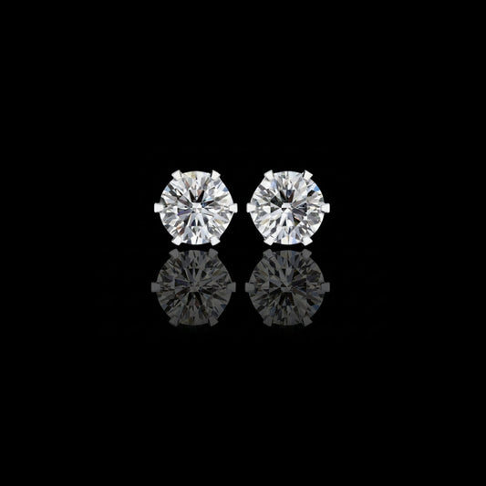 2.57 TCW Luxury Moissanite Diamond Round Cut Solitaire Stud Earrings with Classic Six Prong Setting