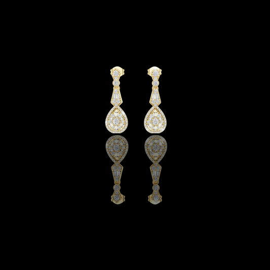 1.30 TCW Pure Opulence Moissanite Round Cut Diamond Halo Drop Earrings Premium Fine Jewelry