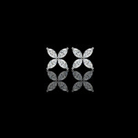 2.00 TCW Contemporary Luxury Marquise Cut Lab Grown Diamond Four Petal Floral Stud Earring