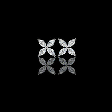 2.00 TCW Contemporary Luxury Marquise Cut Lab Grown Diamond Four Petal Floral Stud Earring