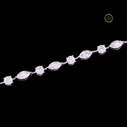 Alternating Marquise Cut Moissanite Tennis Bracelet - view 3