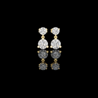 2.00 CT Dual Brilliance Round Moissanite Diamond Drop Earrings with Graduated Two-Stone Design